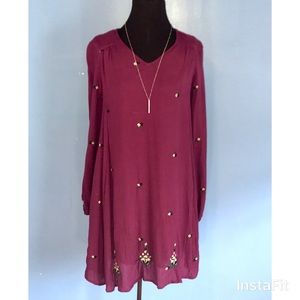 Japana maroon embroidered flowy dress size small